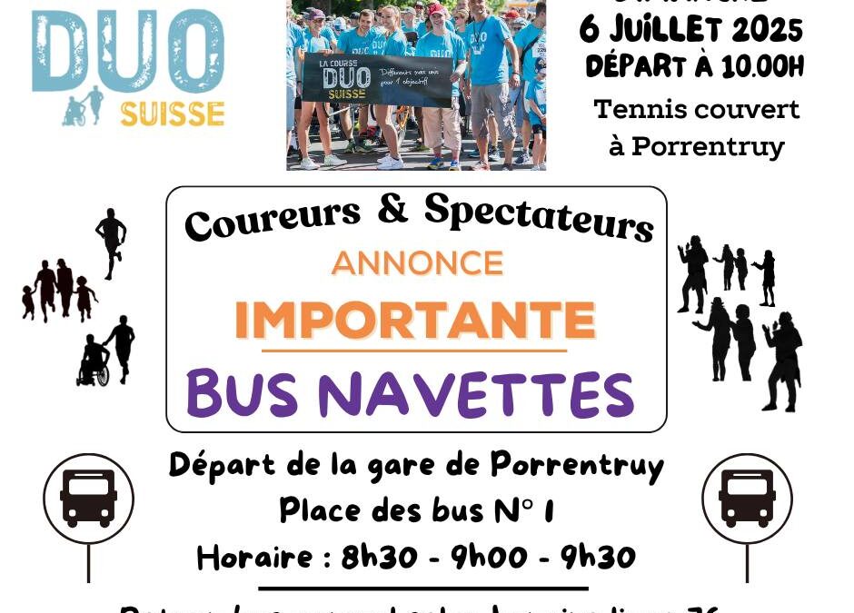 Infos Pratiques : Stationnement & Navettes pour la Course DUO – Tout ce qu’il faut savoir pour le 6 juillet 2025 🚗🚌