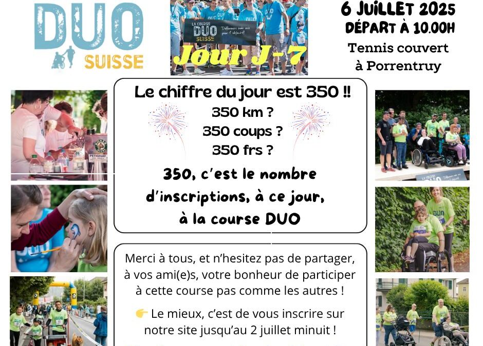 🎉 J-7 avant la Course DUO 2025 – Déjà 350 participants inscrits !